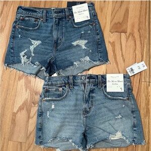Abercrombie & Fitch Blue Jean Shorts Distressed Cut-Off